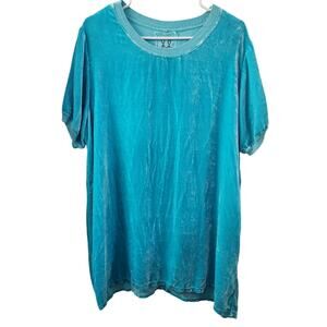 Johnny Was Pete & Greta Velvet Oversized Tunic Top S Blue Bohemian Cottagecore